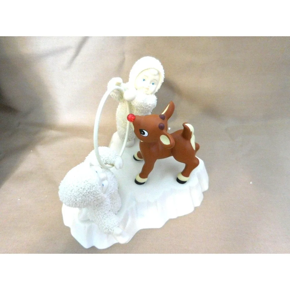 Snowbabies Dept 56 Guest Collection Rudolph‎ Gets Ready Red Nose Blinks + Box